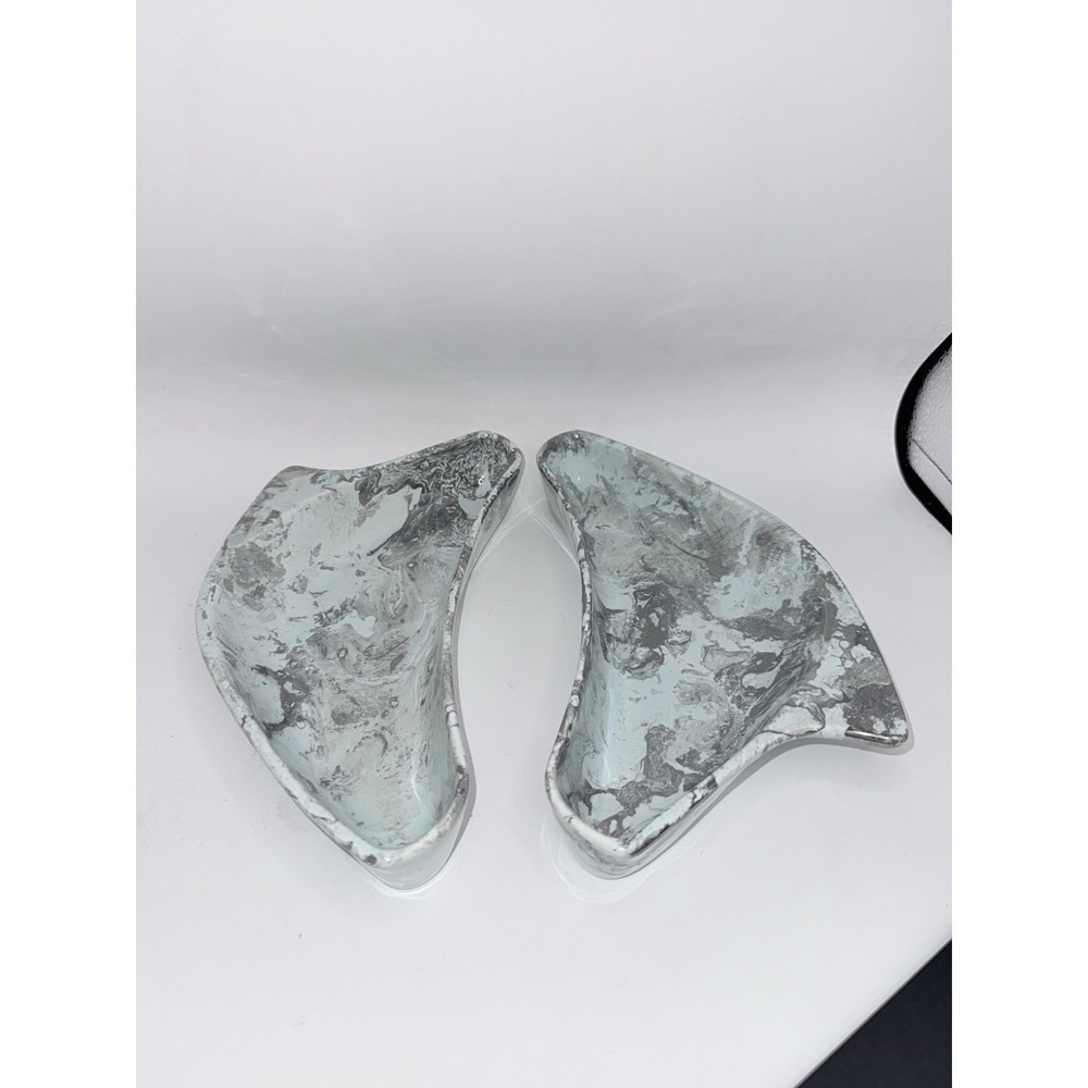Santa Anita Calif. Pottery MCM Mid-Century Boomerang Blue Mist Trays Vintage
